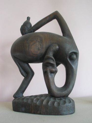 Elephant shetani as carved by a Makonde artist