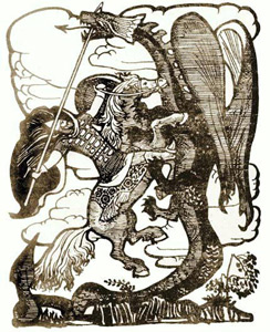 Knight battling a dragon